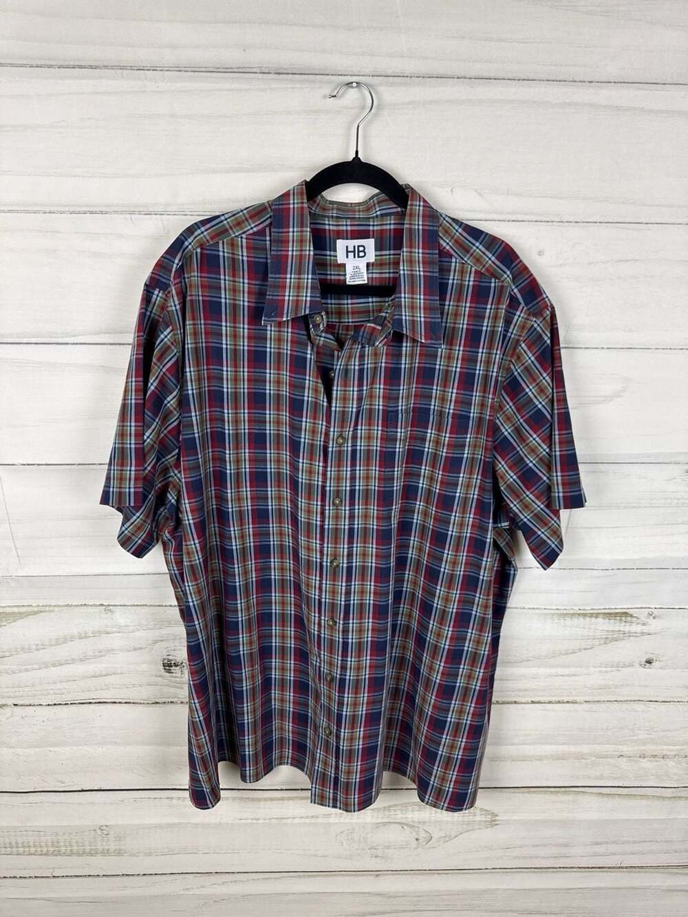 Harbor Bay Men's 2XL Multi-Color Plaid Short Sleeve Button Down Shirt